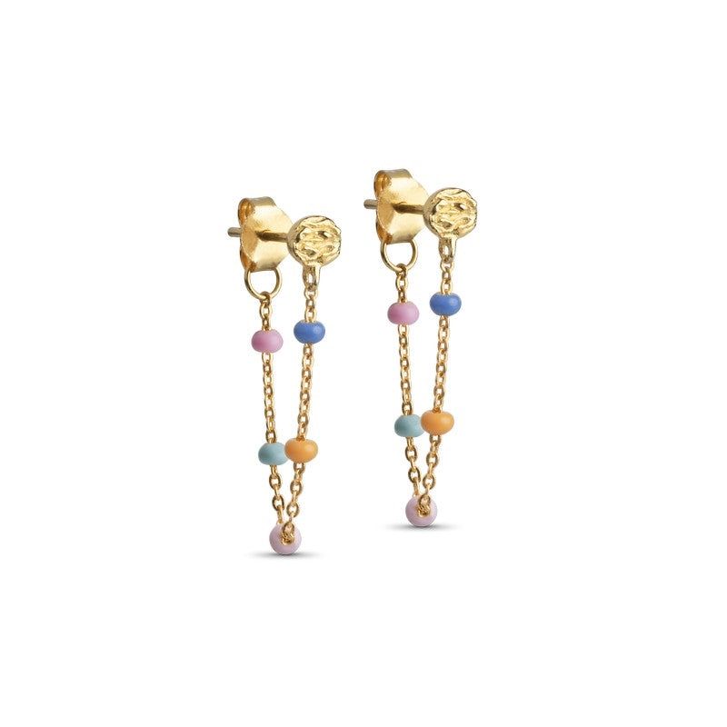 Enamel Lola LOLLY øreringe i forgyldt messing med farver i blå, orange, pink, mint og rosa