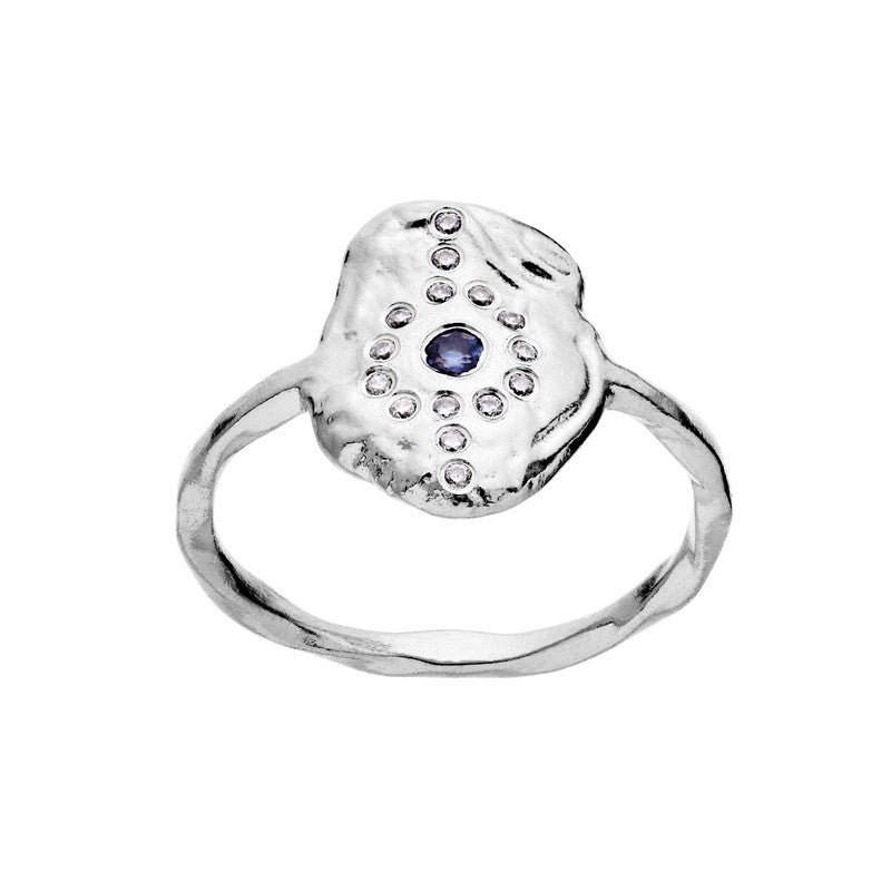 Maanesten Enya ring i 925 sterlingsølv med blåviolet iolit og hvide zirkoner