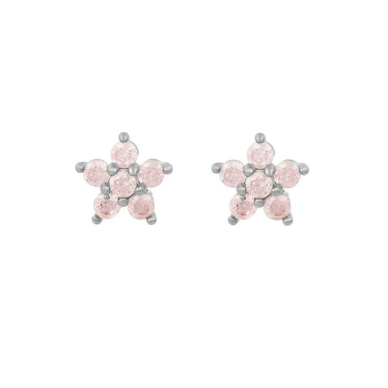 MerlePerle Aura stjerne ørestikker i sterlingsølv med rosa zirkonia – 6 mm