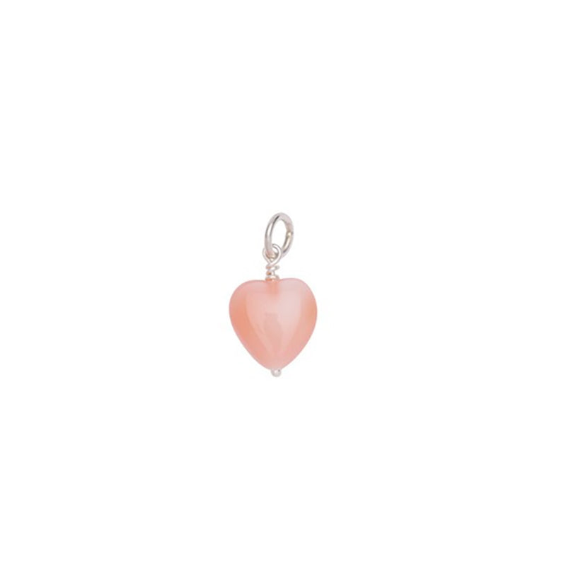 Pico Copenhagen French Heart vedhæng i forsølvet messing med coral glashjerte