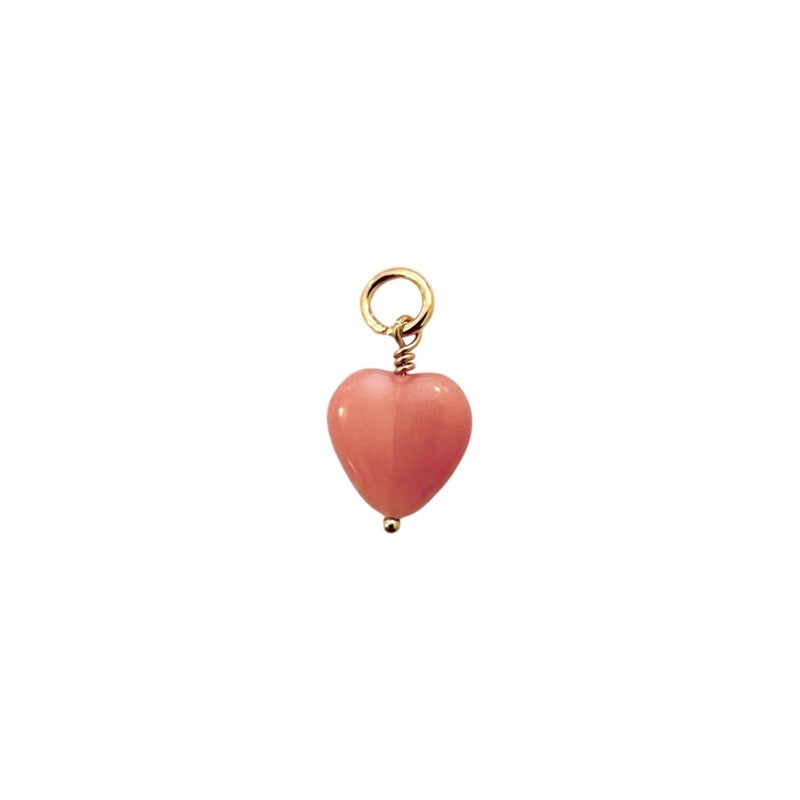 Pico Copenhagen French Heart Pendant vedhæng i koralrød – messing med 24 karat guld og glaselement