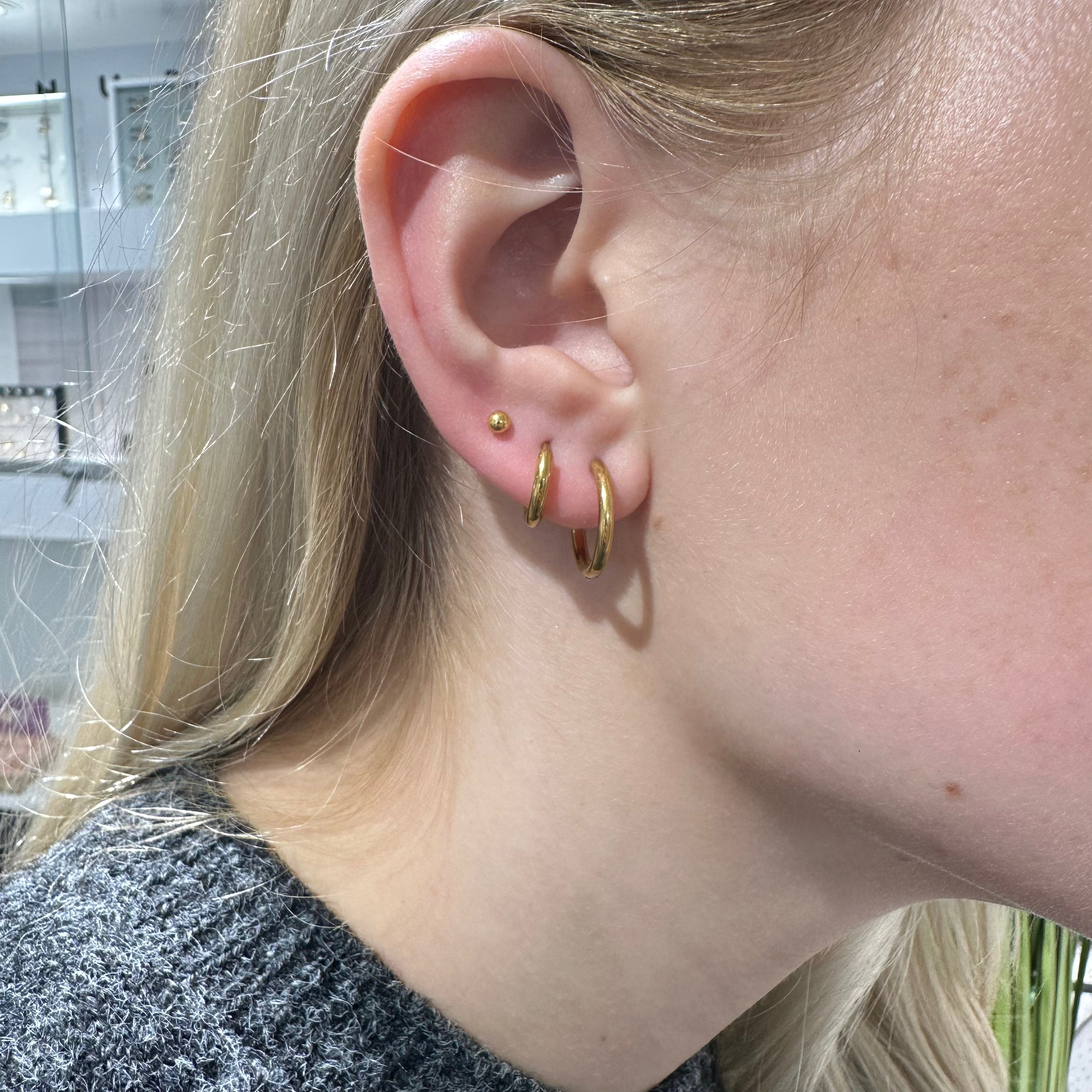 100% Titanium - Nikkelfri creoler i forgyldt titanium 16 mm