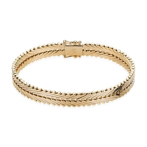 BNH Geneve armbånd i 14 karat guld med klassisk sildebensmønster
