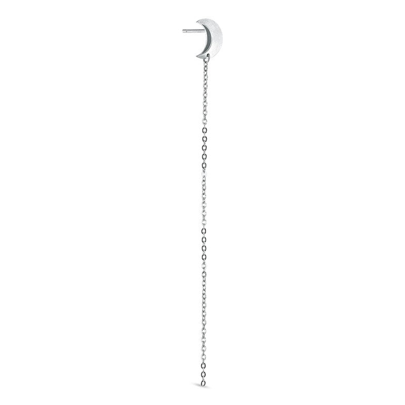 Jane Kønig Half Moon Chain Stud i sterlingsølv – moderne ørering med elegant kædefald