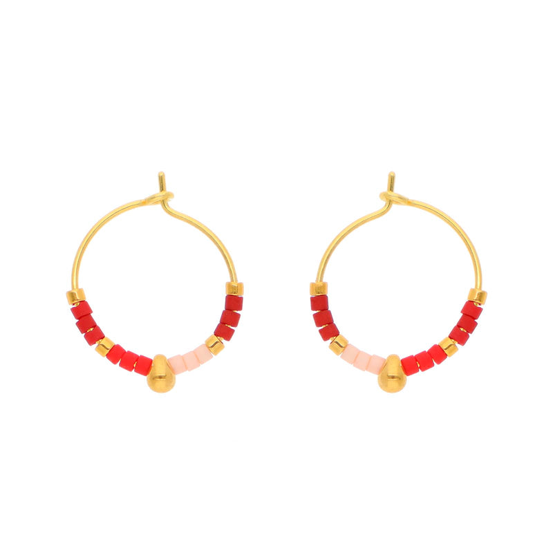 Nuni Heidi Red hoops i forgyldt sølv