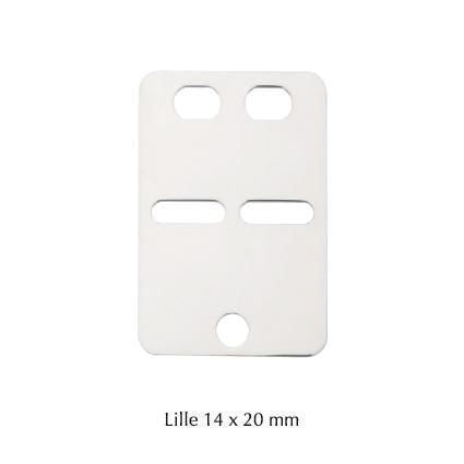 BNH kadaverskilt i sterlingsølv, lille 14x20 mm ID-plade – set fra siden