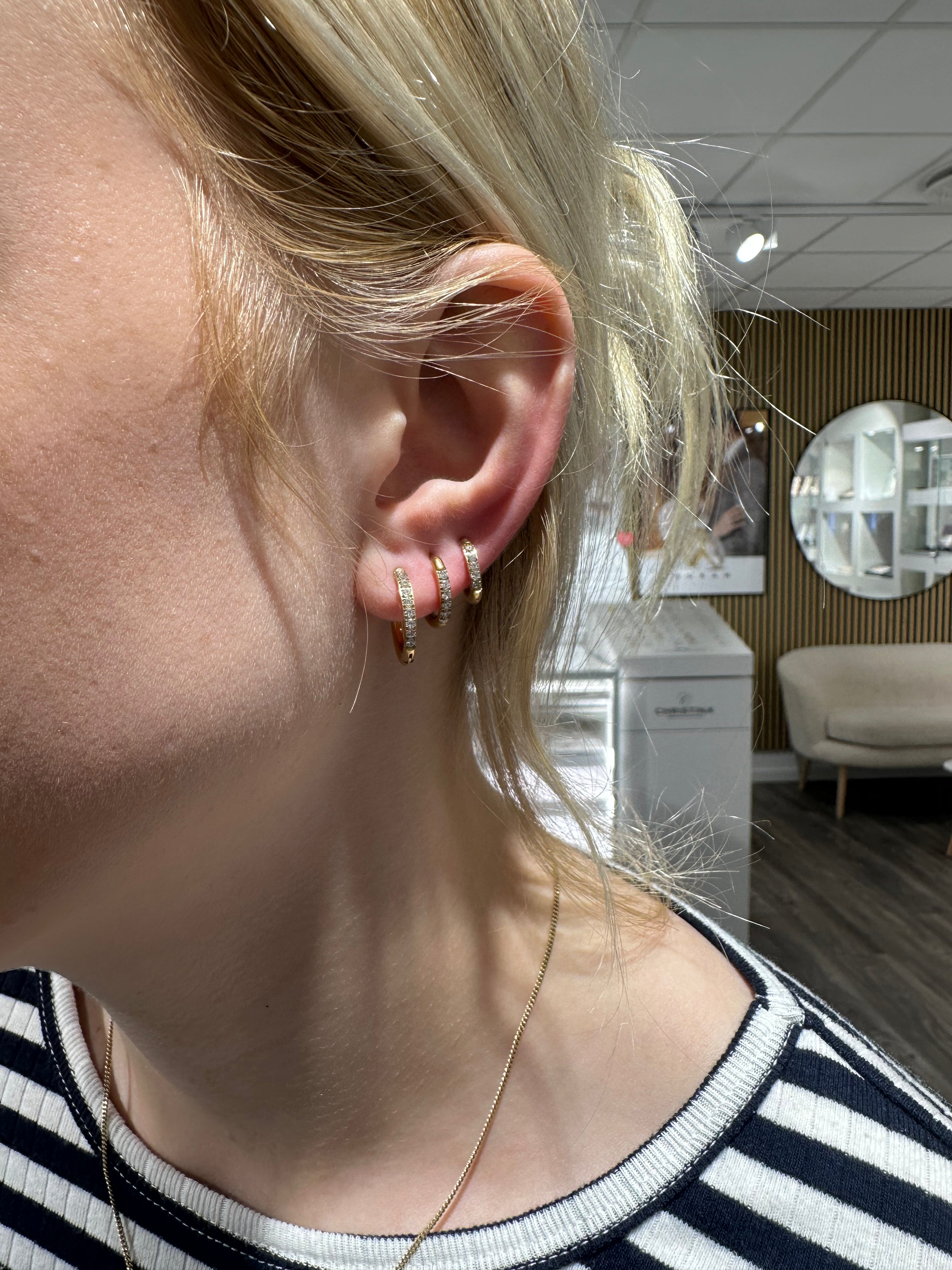 100% Titanium - Nikkelfri creoler i forgyldt titanium med zirkonia 16 mm