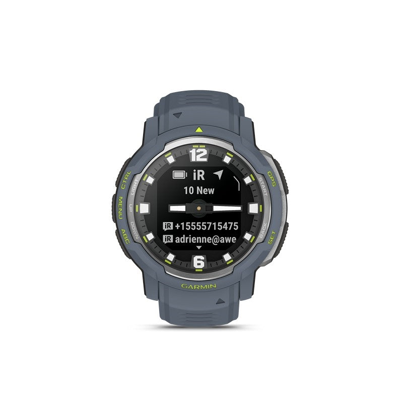 GARMIN Instinct Crossover Solar herreur i rustfrit stål, Blue Granite – nærbillede af detalje