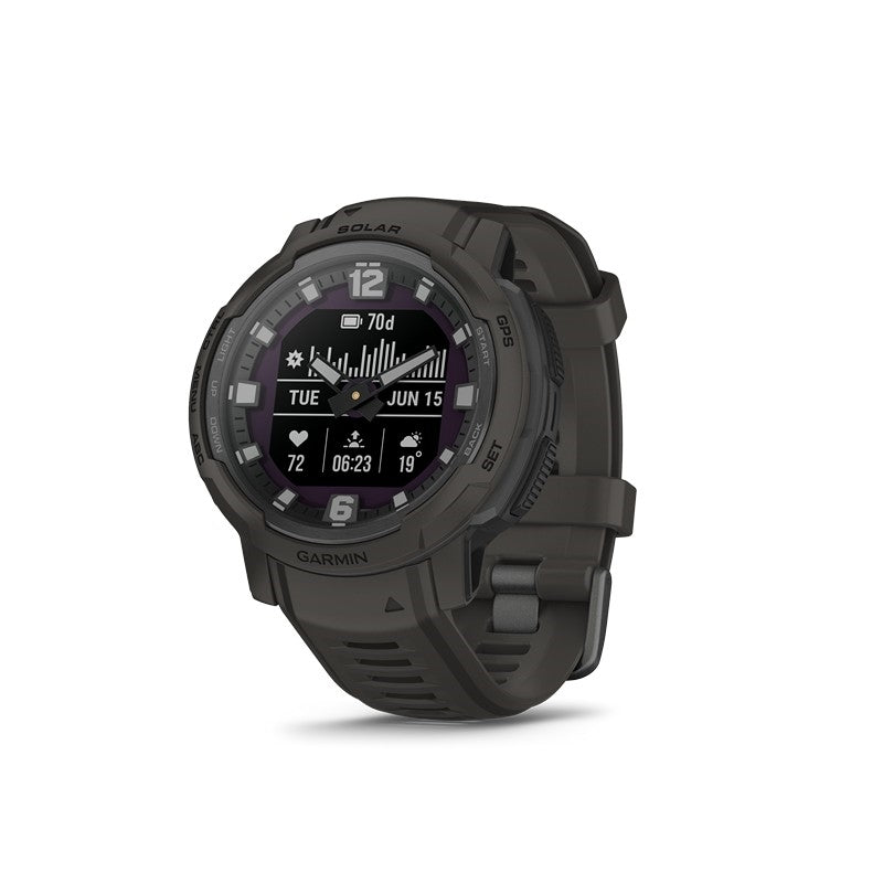 Garmin Instinct Crossover Solar Graphite herreur i rustfrit stål – set fra siden
