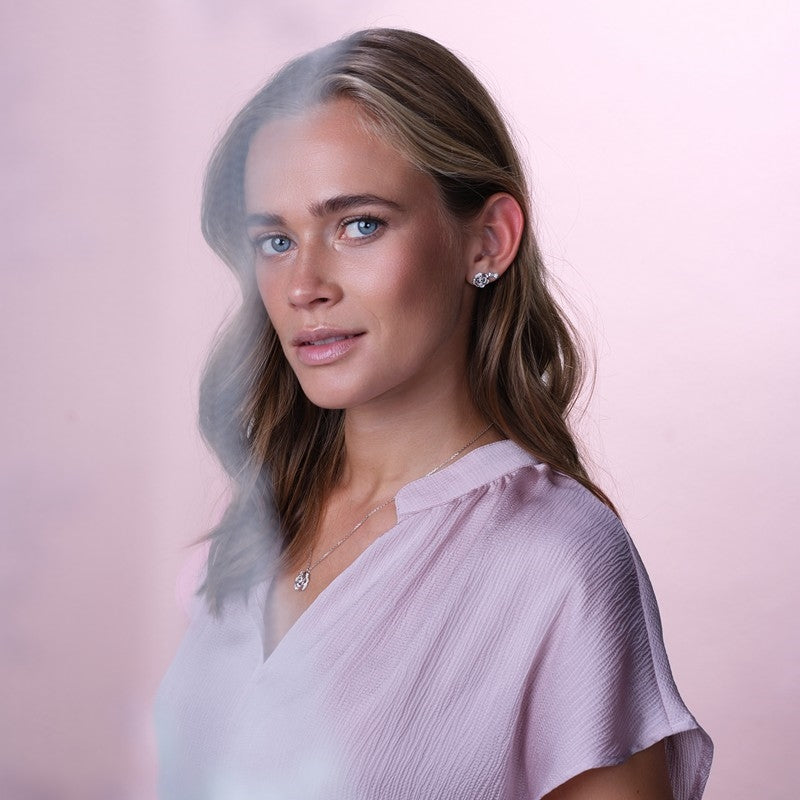 Joanli nor SANDRANOR ørestikker i sølv med rose model