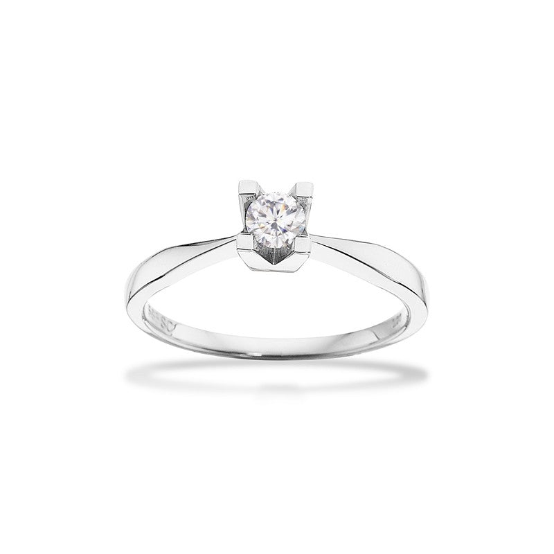 Scrouples Kleopatra ring i 14 karat hvidguld med diamant – nærbillede af fatning