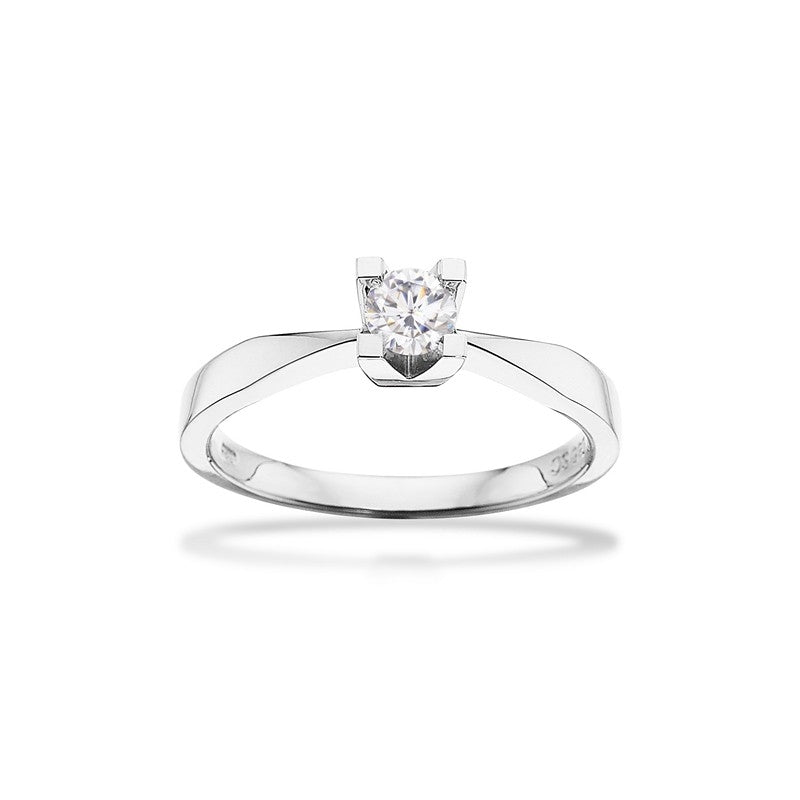 Scrouples Kleopatra ring i 14 karat hvidguld med diamant – nærbillede af fatning