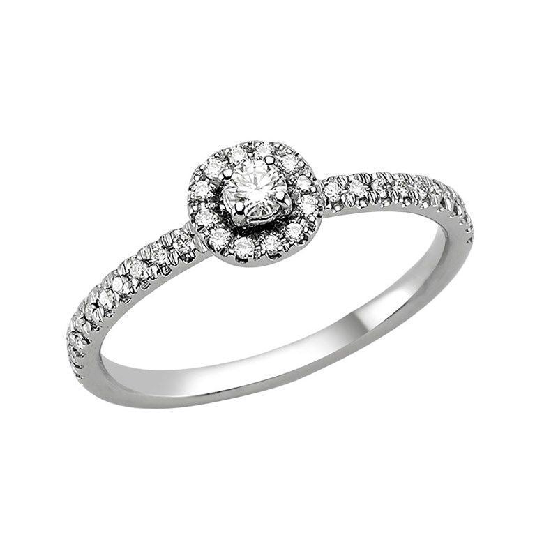 Nuran Sofia diamantring i 14 karat hvidguld med 0,25 ct. brillanter og diamantbesat skinne
