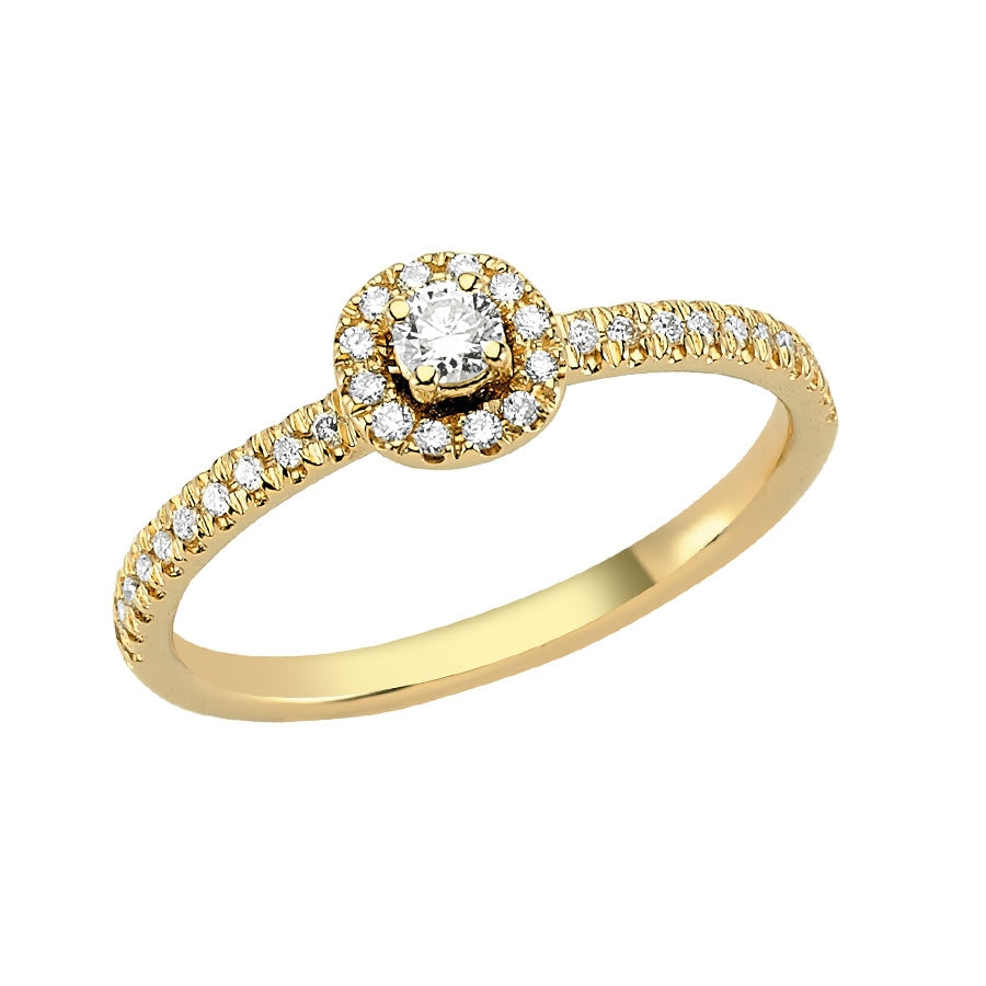 Nuran Sofia diamantring i 14 karat guld med 0,25 ct diamanter i blomsterinspireret design