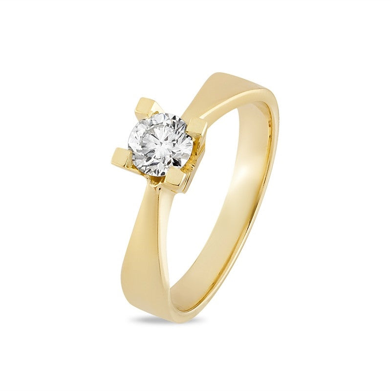 Nuran diamantring i 14 karat guld med 0,50 carat brillant i firegrabbe fatning