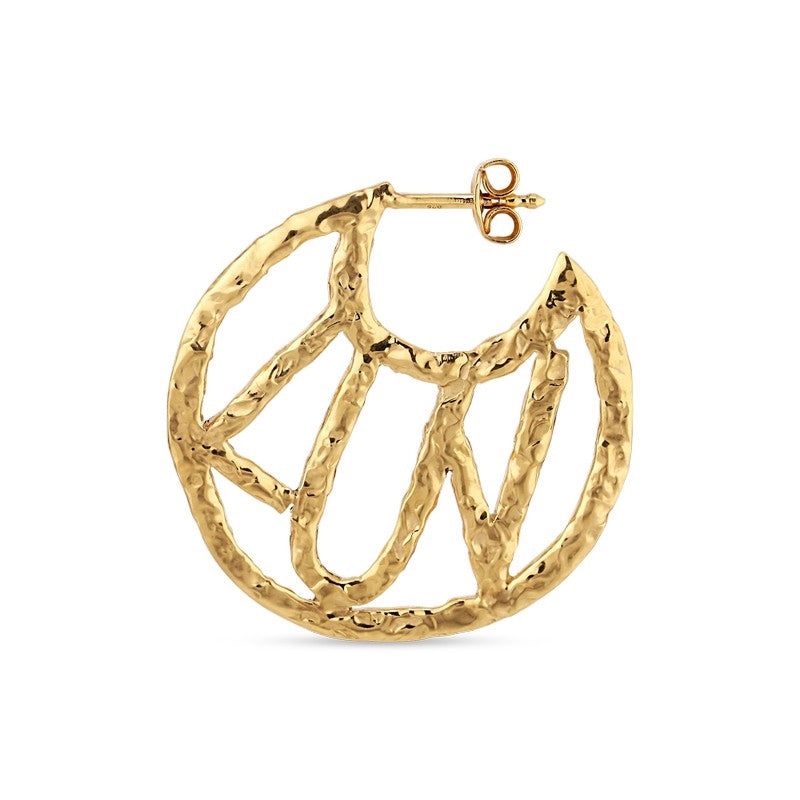Jane Kønig Luv ørering i 18 kt forgyldt 925 sterling sølv – 30x30 mm med moderne, råt design
