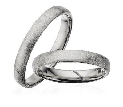 Scrouples vielsesringe i 925 sterlingsølv med frostet overflade og valgfri diamant, 3,5 mm brede