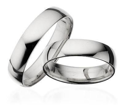 Scrouples vielsesringe i sterlingsølv med glat blank overflade og valgfri diamantbrillant, 5 mm brede
