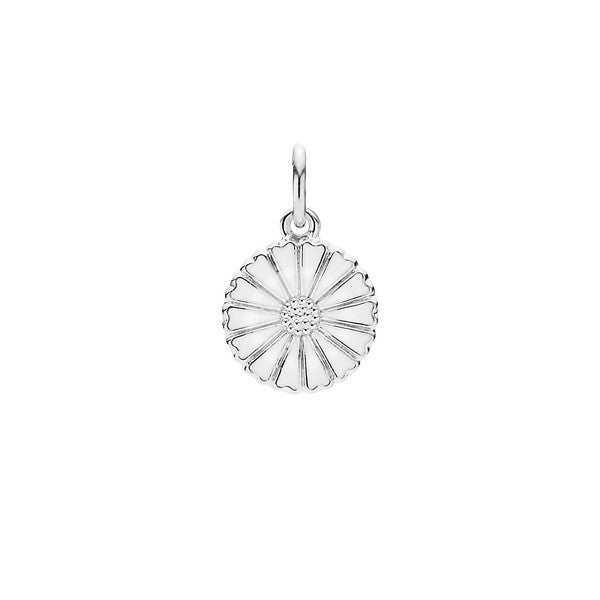 Lund Copenhagen marguerit vedhæng i sterlingsølv med hvid emalje, 11 mm