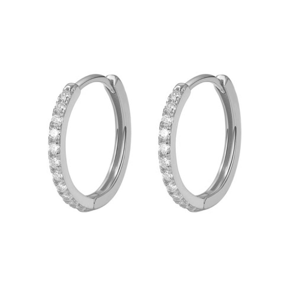 MerlePerle Tina creoler i sterlingsølv med funklende zirkonia – 17 mm hoops