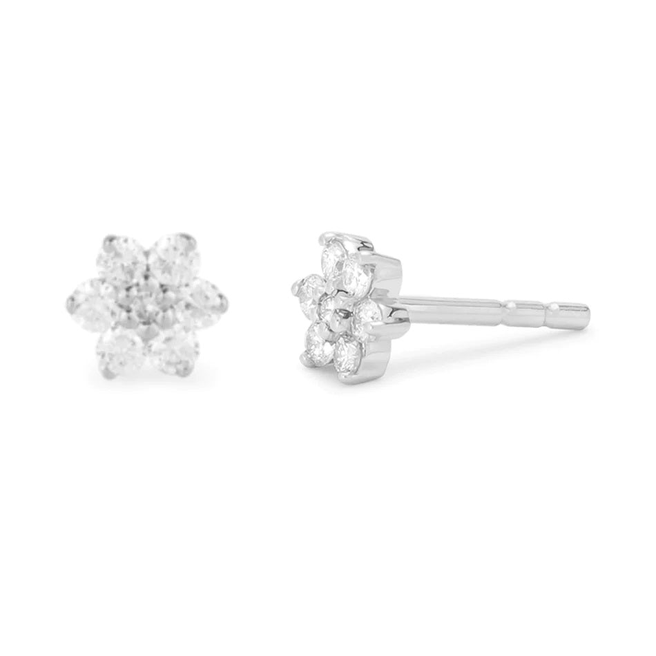 MerlePerle Elisa ørestikker i sterlingsølv med zirkonia – blomsterformet design i 6 mm