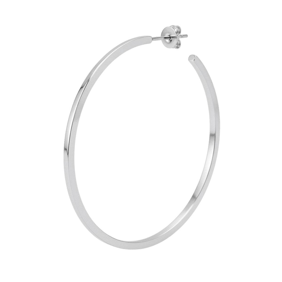Jane Kønig Olympia Hoop 43 – stor firkantet hoop-ørering i rustfrit stål med semi-blank finish