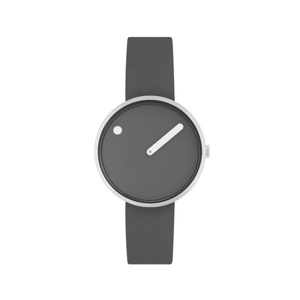 Picto ur med thunder grey urskive, grå læderrem og stålhus – 34 mm unisex design