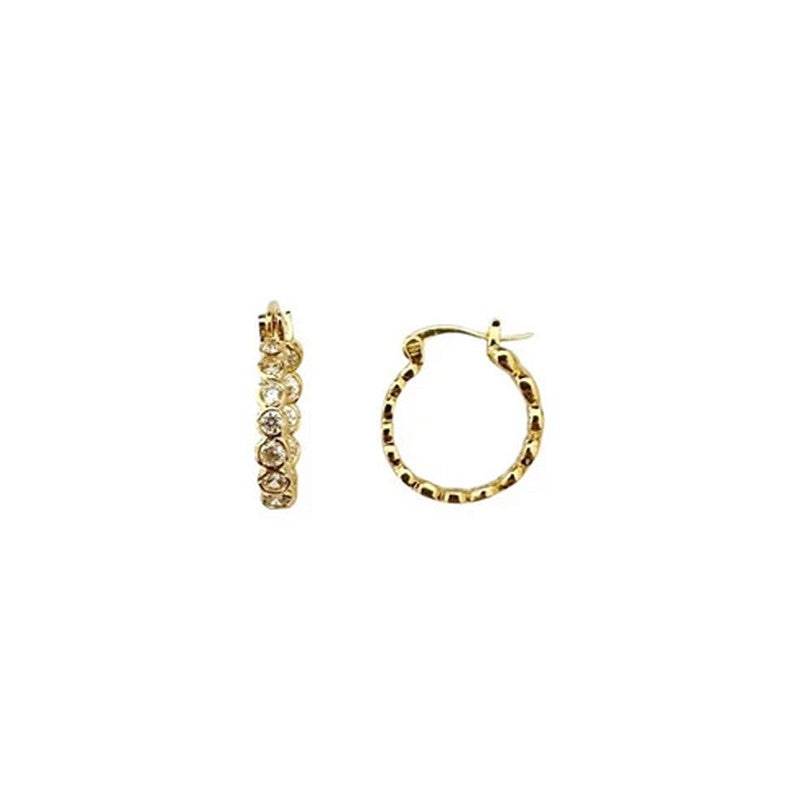 Pico Copenhagen Elva Crystal Hoops – forgyldte messing hoops med klare krystaller rundt om, 20 mm