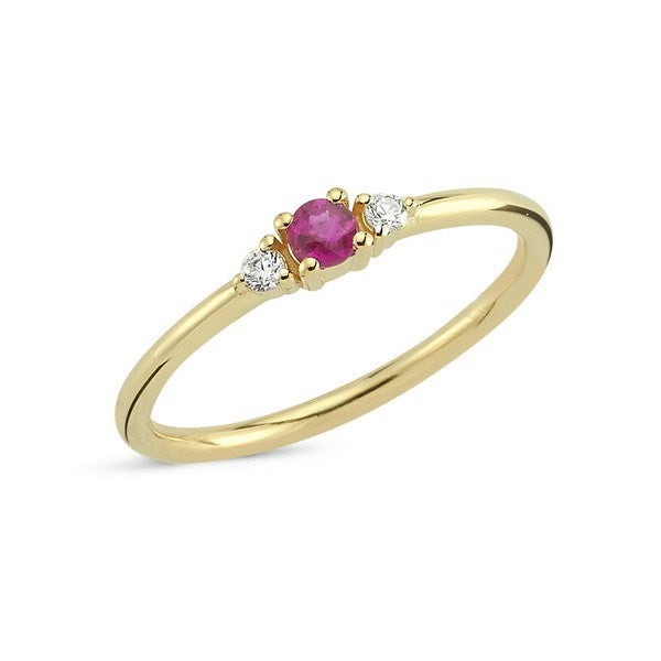 Nuran Petit rubin ring i 14 kt. guld med rød rubin og 0,05 ct. diamanter