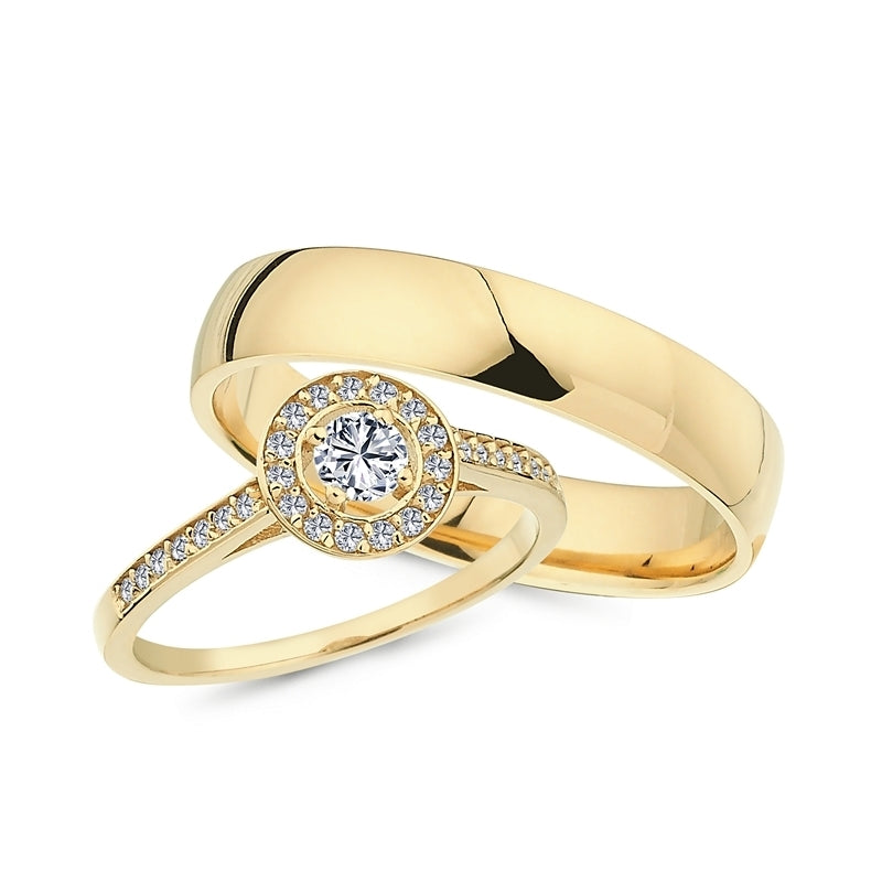 Vielsesringe i 14 kt guld m brillanter R3012-CN1012