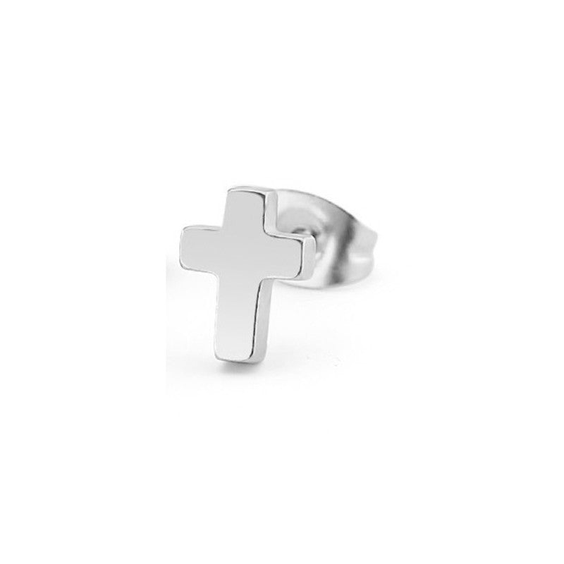 Rico's kors ørestik i blank rustfrit stål – minimalistisk og maskulint design