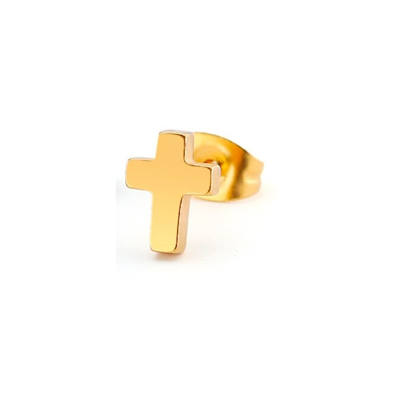 Rico's kors ørestik i forgyldt rustfrit stål med 18 karat PVD forgyldning, 10x8 mm