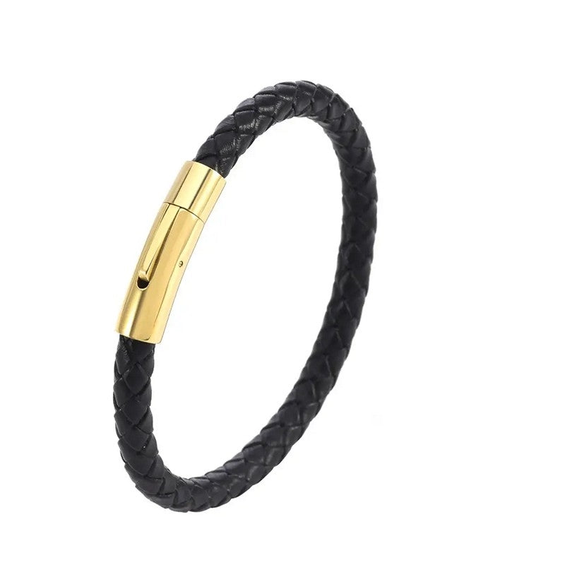 Rico's Læderarmbånd til mænd i flettet læder RC504G