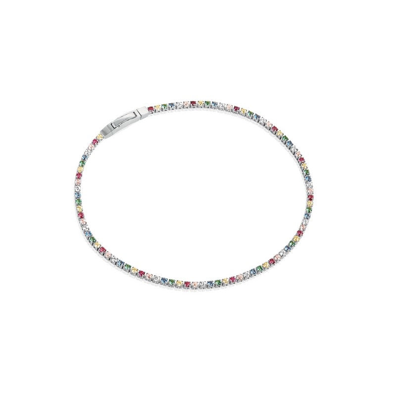 Sif Jakobs Jewellery Ellera tennisarmbånd i 925 sølv med multifarvet zirkoner hele vejen rundt