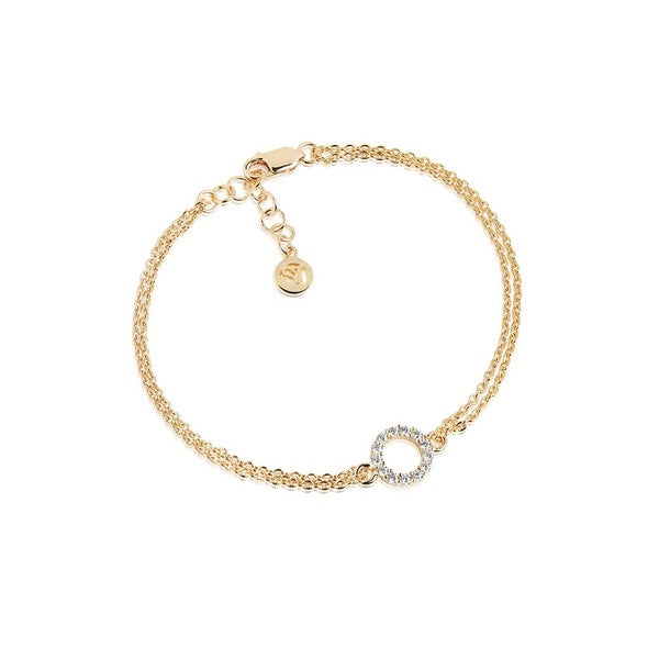Sif Jakobs Jewellery Biella Piccolo armbånd i 18 kt forgyldt sølv med klare zirkoner og dobbelt kæde