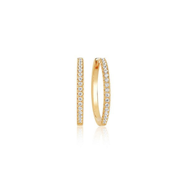 Sif Jakobs Jewellery Ellera X-Grande creoler i forgyldt sølv med klare zirkoner, Ø24 mm