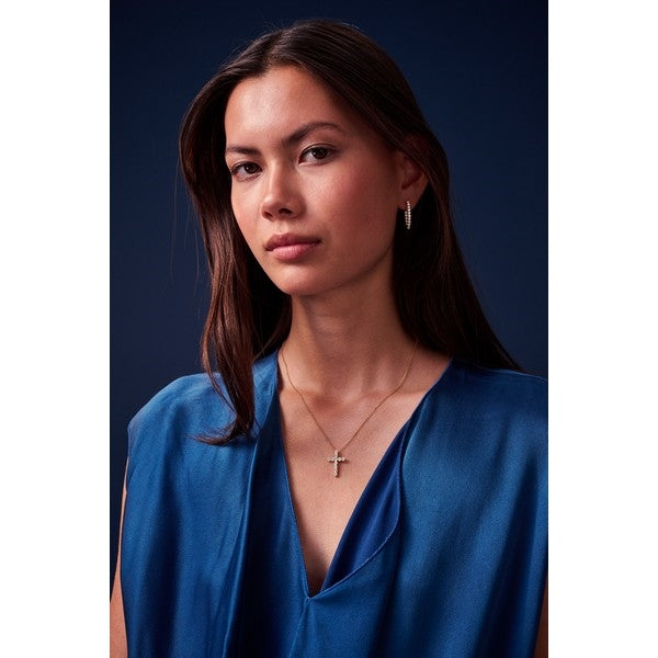 Sif Jakobs Jewellery Ellisse Piccolo hoops i forgyldt sølv med hvide zirkoner – set fra siden
