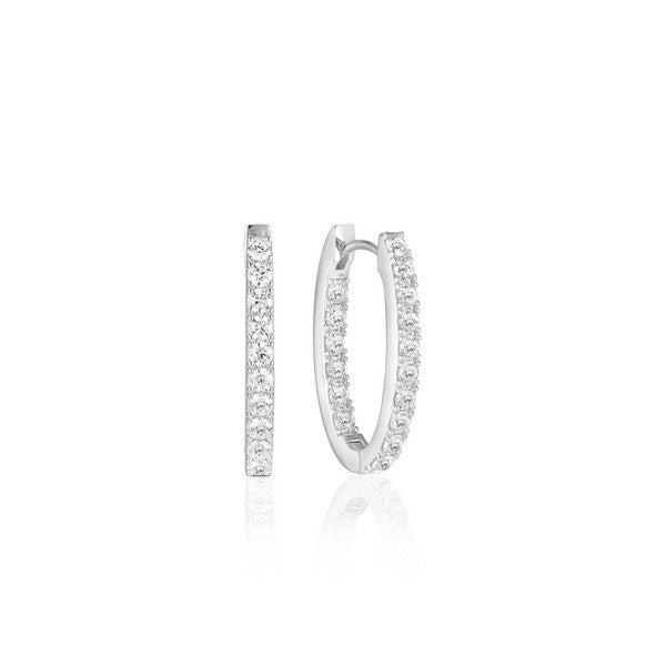 Sif Jakobs Jewellery Ellisse Piccolo hoops i 925 sterlingsølv med hvide zirkoner – ovale øreringe på 23 mm
