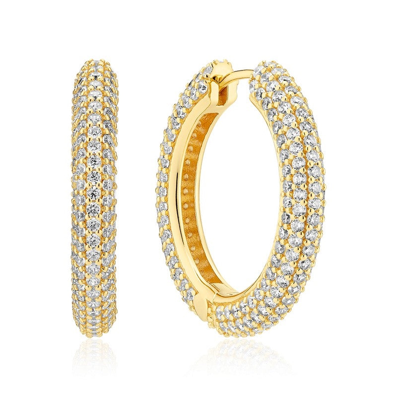 Sif Jakobs Jewellery Carrara Grande hoops i forgyldt sølv med zirkonia i pavé-fatning