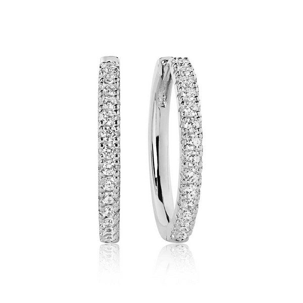 Sif Jakobs Jewellery Ellera Grande creoler i rhodiumbelagt sølv med klare zirkoner, Ø20mm