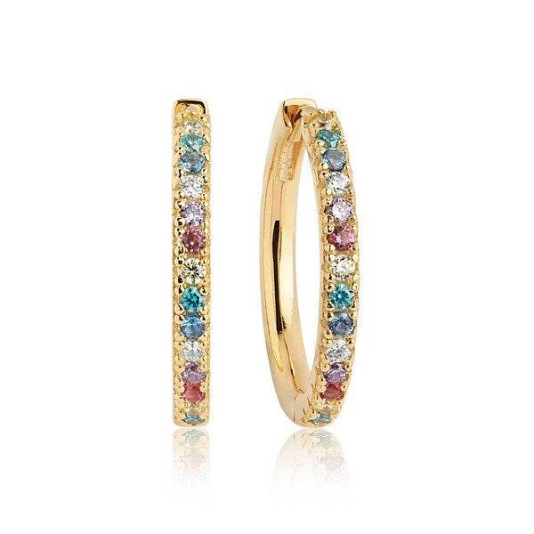 Sif Jakobs Jewellery Ellera Grande creoler i 18kt. forgyldt sølv med pastelzirkoner, Ø20mm