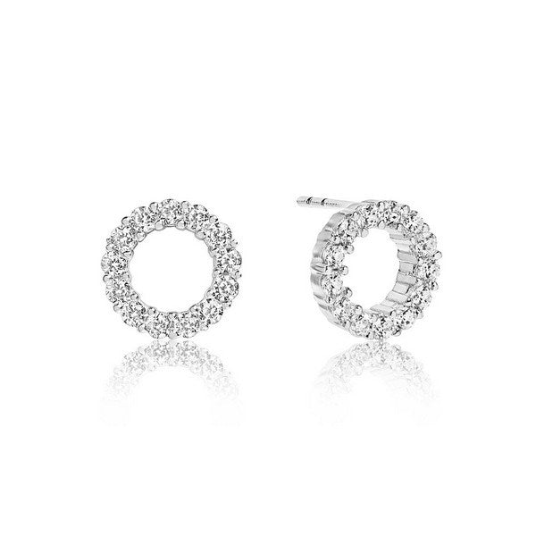 Sif Jakobs Jewellery Biella Uno Piccolo ørestikker i rhodineret sølv med klare zirkoner, 8 mm