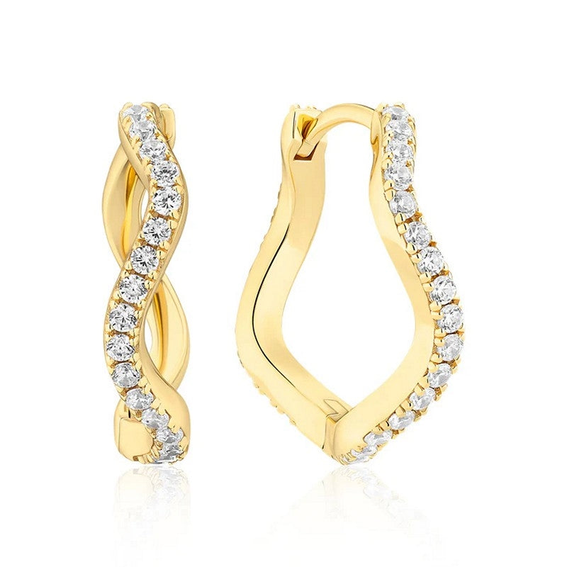 Sif Jakobs Jewellery Ellera Waves Grande hoop-øreringe i forgyldt sølv med funkelnde zirkonia-sten, 20 mm