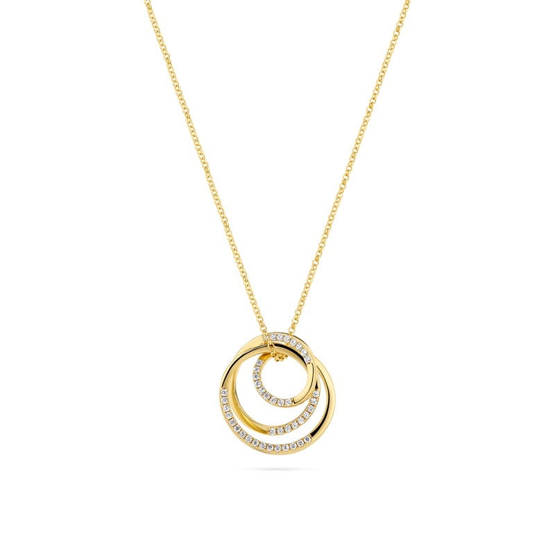 Sif Jakobs Jewellery Spirale halskæde i 18 kt. forgyldt sølv med håndsatte hvide zirkonia