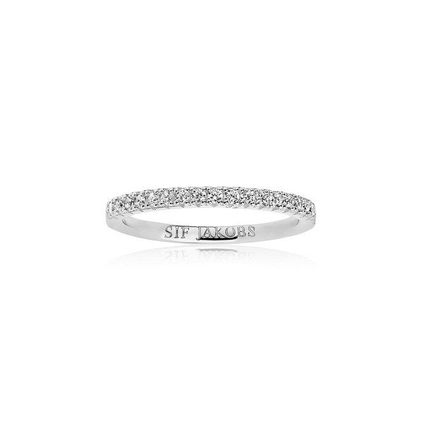 Sif Jakobs Jewellery Ellera ring i rhodiumbelagt sølv med hvide zirkoner, 2 mm bred