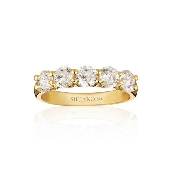Sif Jakobs Jewellery Belluno Uno ring i 18kt. forgyldt sølv med funklende klare zirkoner