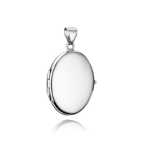 BNH blank oval medaljon i rhodineret sølv – lille vedhæng med åbnelig klassisk design, 17x25 mm