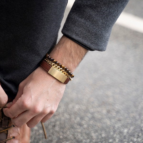 Nordahl Andersen Son of Noa herre armbånd i blank IP stål – set fra siden