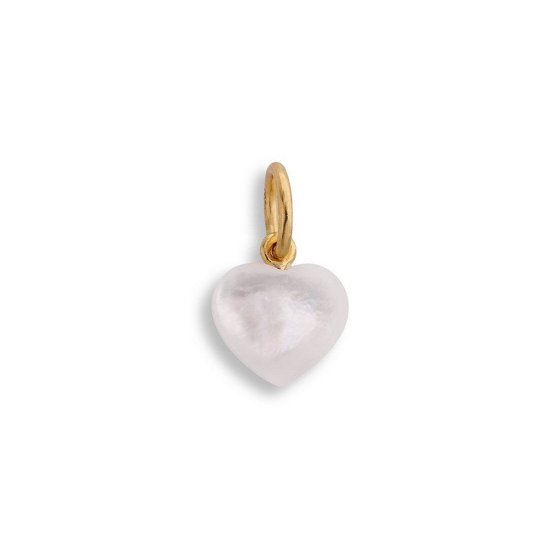 Jane Kønig Small Souvenir Heart vedhæng i forgyldt sølv med perlemor hjerte på 10 mm
