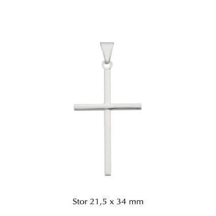 BNH stolpe kors vedhæng i 925 sterlingsølv, large 21,5x34 mm, klassisk og tidløst design